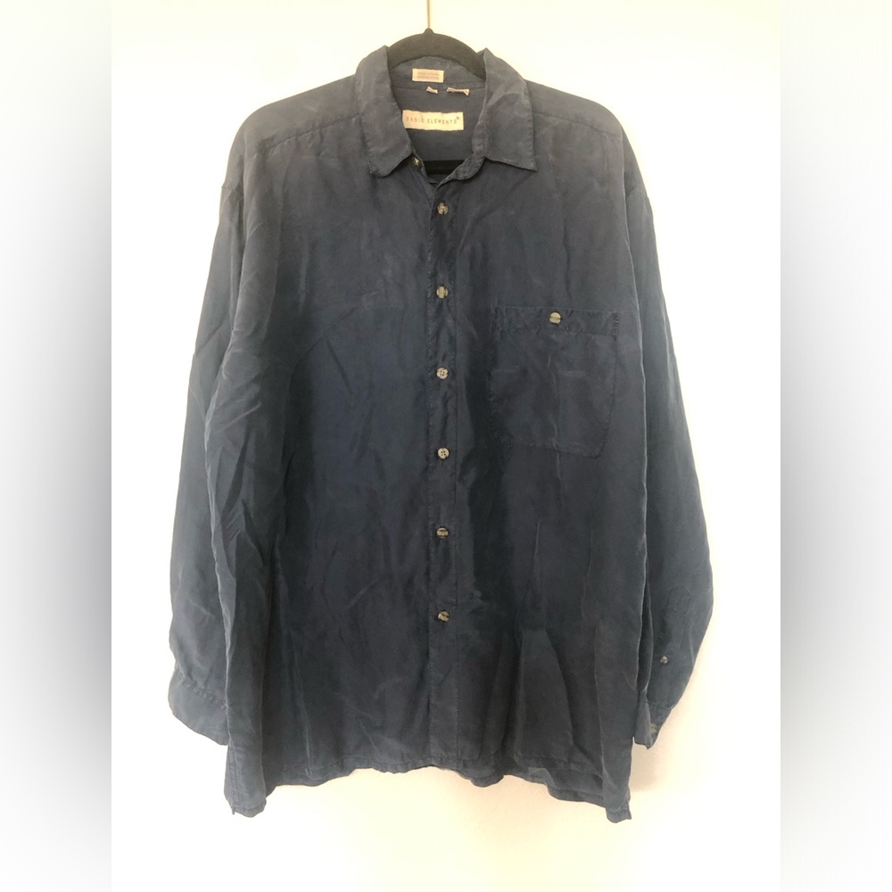 Basic Elements Men’s Silk Button Down Shirt Colla… - image 1